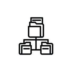 Black Folder Icon Showing File Structure on White Background