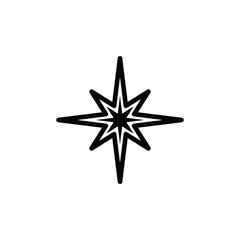 Sharp Black Star Shape Design on White Background
