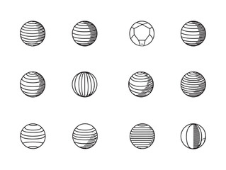 Stability Ball Set Line Art