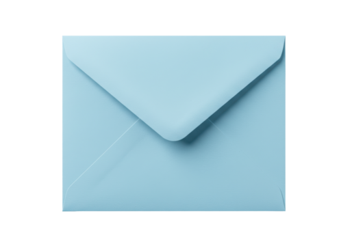 Isolated blue envelope for correspondence and business mail communication projects close up