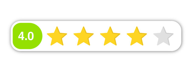 4.0 star rating PNG with transparent background, numeric labeled customer review feedback icon for...