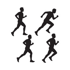 Running People Silhouette Vector