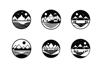 Naklejka premium landscape icon silhouette vector illustration