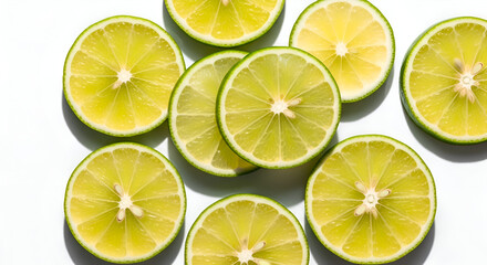 Obraz premium Vibrant Lime Slices A Refreshing Burst of Citrus, Perfect for Summer Cocktails and Culinary Creations