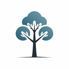 Stylized depiction of a tree with a unique shape and gradient in a minimalist style