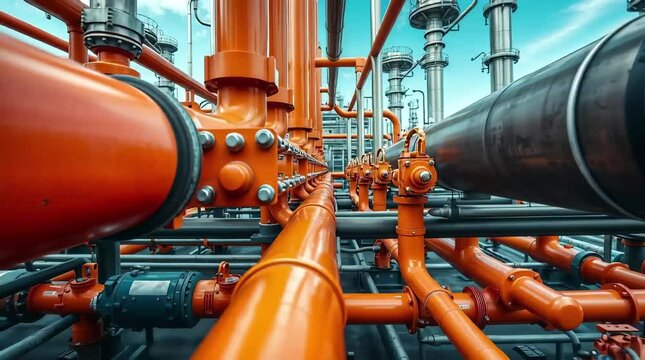 Large oil pipeline and gas pipeline in the process of oil refining and the movement of oil and gas