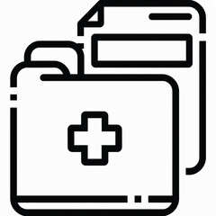 Obraz premium Medical records folder icon with a plus sign, representing health information and documentation.
