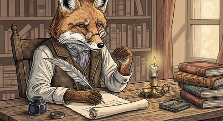 Fox writer at desk. © riyan
