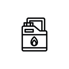 Fuel Can Black Outline Icon Isolated on White Background