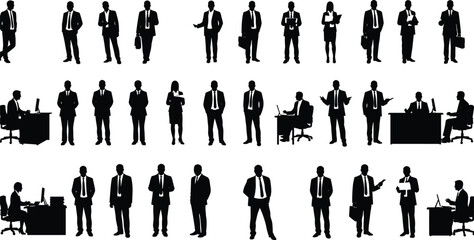 Flat vector, silhouette of woman at desk, using laptop, working online, studying remotely, freelance job, digital lifestyle, modern technology