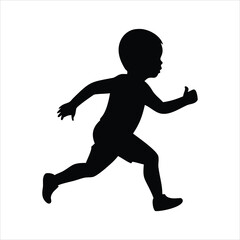 Silhouette of a child running with a thumbs up gesture