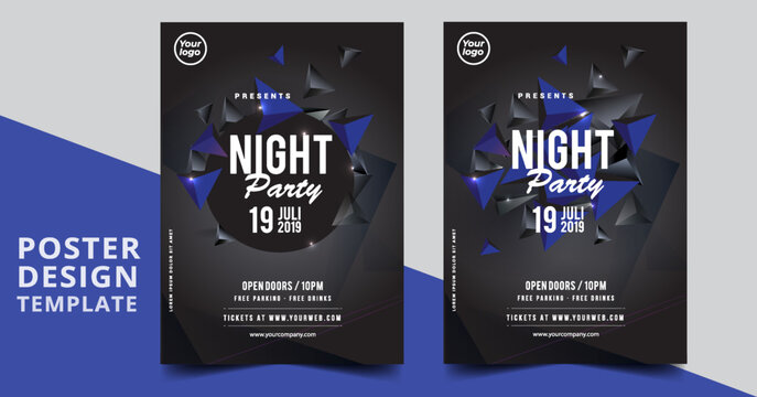 Night dance party music night poster template. Electro style concert disco club party event flyer invitation - Powered by Adobe