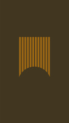 A minimalist graphic design with brown stripes forming an arch, set against a dark grayish brown background. Ideal for a modern, gentle aesthetic or logo design.