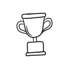 Trophy cup outline vector illustration black white line art