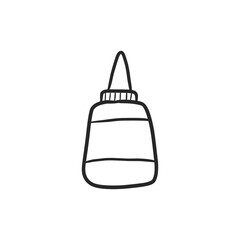 Glue bottle outline vector illustration black white line art