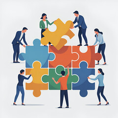 business people with puzzle