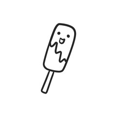 Cute popsicle outline vector illustration black white line art