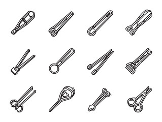 Tongs a set of line art