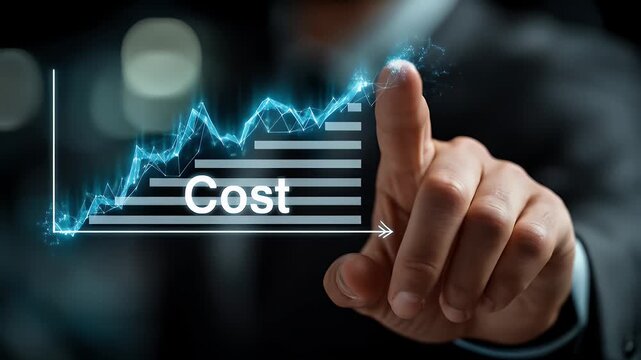 Businessman Analyzing Cost Increase Projection Via Virtual Hologram