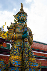 Fototapeta premium Giant Guardians of Wat Phra Kaew buddhist temple travel
