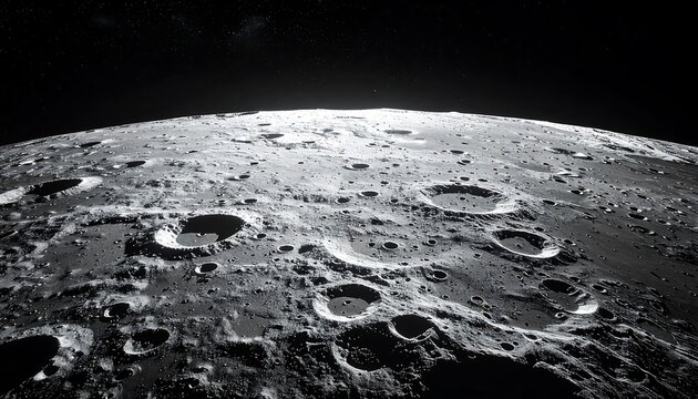 Moon surface with craters and stars