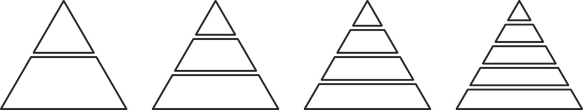 Colorful Triangular pyramid. 2, 3, 4, 5 level Triangular pyramid template. pyramid chart graph