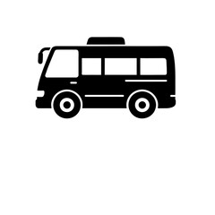 Minibus Vector Icon – Black and White Shuttle Bus Silhouette for Public Transport and Commuting