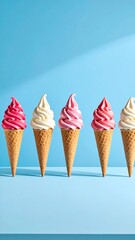 Ice cream cones in pastel colors