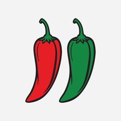 Download clean and high-quality red and green chili vector designs. Perfect for spicy food logos, restaurant branding, kitchen decor, T-shirt designs, and digital artwork.