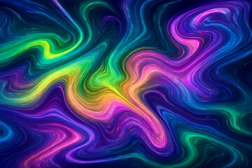 Obraz premium Liquid marble aurora** – fluid gradient swirls mixed with cosmic aurora colors, glossy marble texture effect, abstract dreamy wallpaper