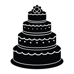Black Silhouette of a Tiered Wedding Cake
