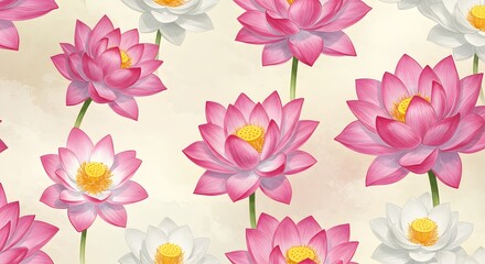 Elegant lotus flower seamless design, ideal for wallpapers, stationery, and stylish digital backgrounds.