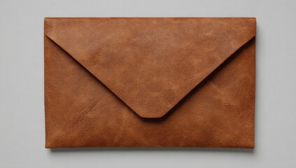A light brown leather envelope clutch