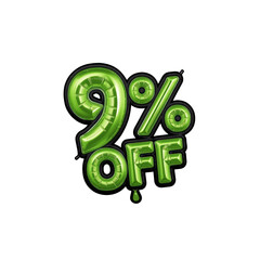9% Off Sale Shiny Green Balloon Discount Label