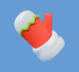 Christmas mitten 3D vector icon