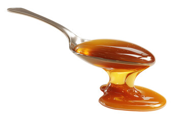 Golden Honey Dripping from a Spoon with Transparent Background
