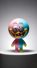 Fototapeta premium A whimsical, split-faced character figurine with a vibrant color scheme and exaggerated features.