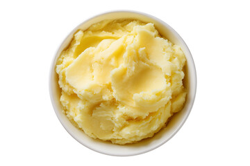 Mashed Butter in Bowl with Smooth Texture isolated on Transparent Background
