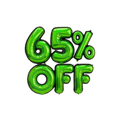 65% Off Sale Green Balloon Letters Discount Promotion