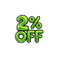 2% Off Sale Green Balloon Letters Discount Promotion