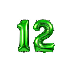 Green Number Twelve Foil Balloons for Birthday Party Decorations