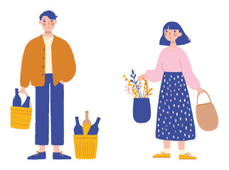 Officer and Citizen Interaction Near Compact Yellow Car Vector Illustration