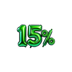 15% Off Discount Green Balloon Numbers
