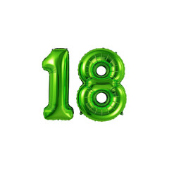 Green Number Eighteen Balloon for 18th Birthday Celebration