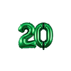 Green Number Twenty Balloon - 20th Anniversary Celebration Decoration