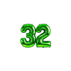 Shiny Green Number 32 Balloon for Birthday, Anniversary, or Celebration