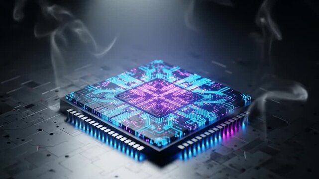 computer chip on a motherboard