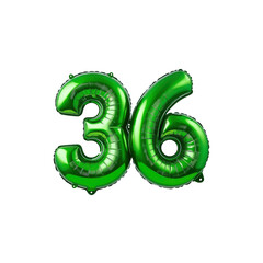 Green Number 36 Foil Balloons for Birthday Decorations
