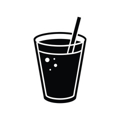Refreshing Beverage Icon Design of a Drink with Straw in Glass