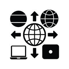 Global connectivity concept illustrating interconnectedness of devices, data, and digital interaction facilitated by a central network hub